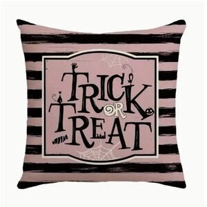 New! Pinkoween TRICK or TREAT Black & Pink Throw Pillow - Insert Included!